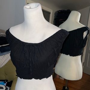 black off the shoulder crop top
